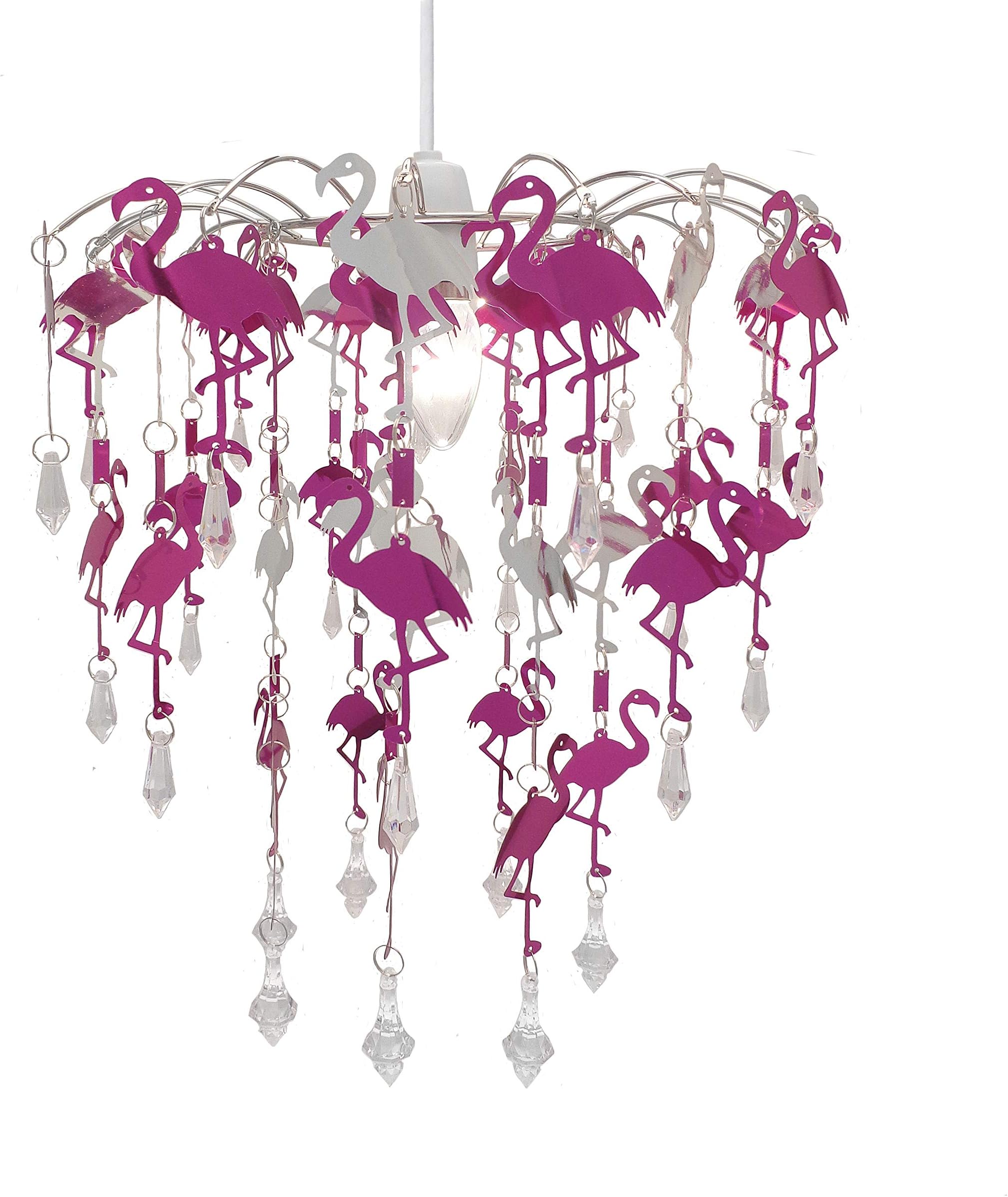 Children Ceiling Lights Bedroom Lamp Shade with Pendants Mermaid Flamingo Fairies Bedroom Chandelier Dangling Characters Gift Girls (Flamingo)