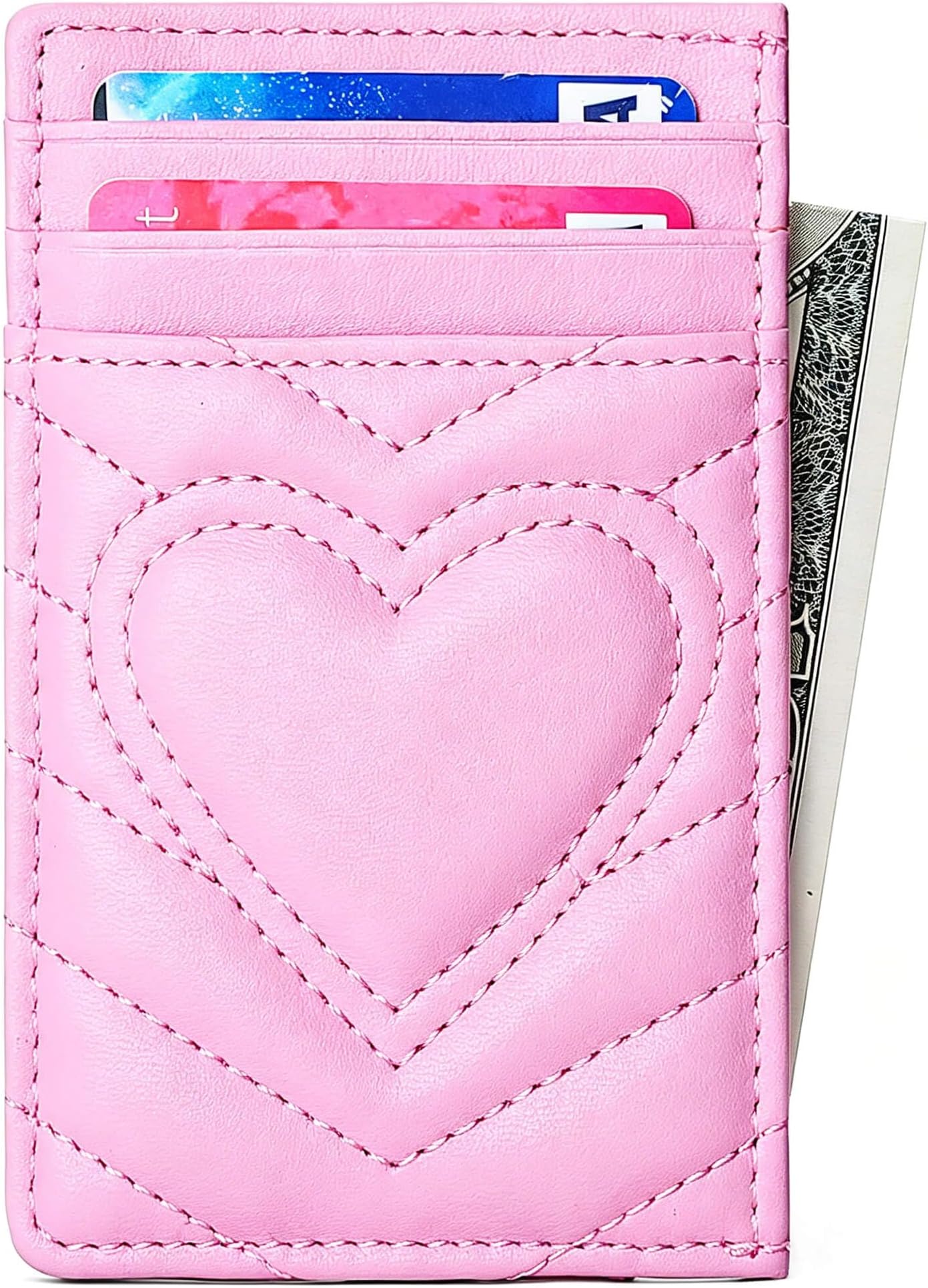Birthday Graduation Gifts for 10 11 12 13 14 15 16 17 18 Year Old Girls, Teen Girl Gifts Trendy Stuff, Quilted Leather Card Holder Wallet