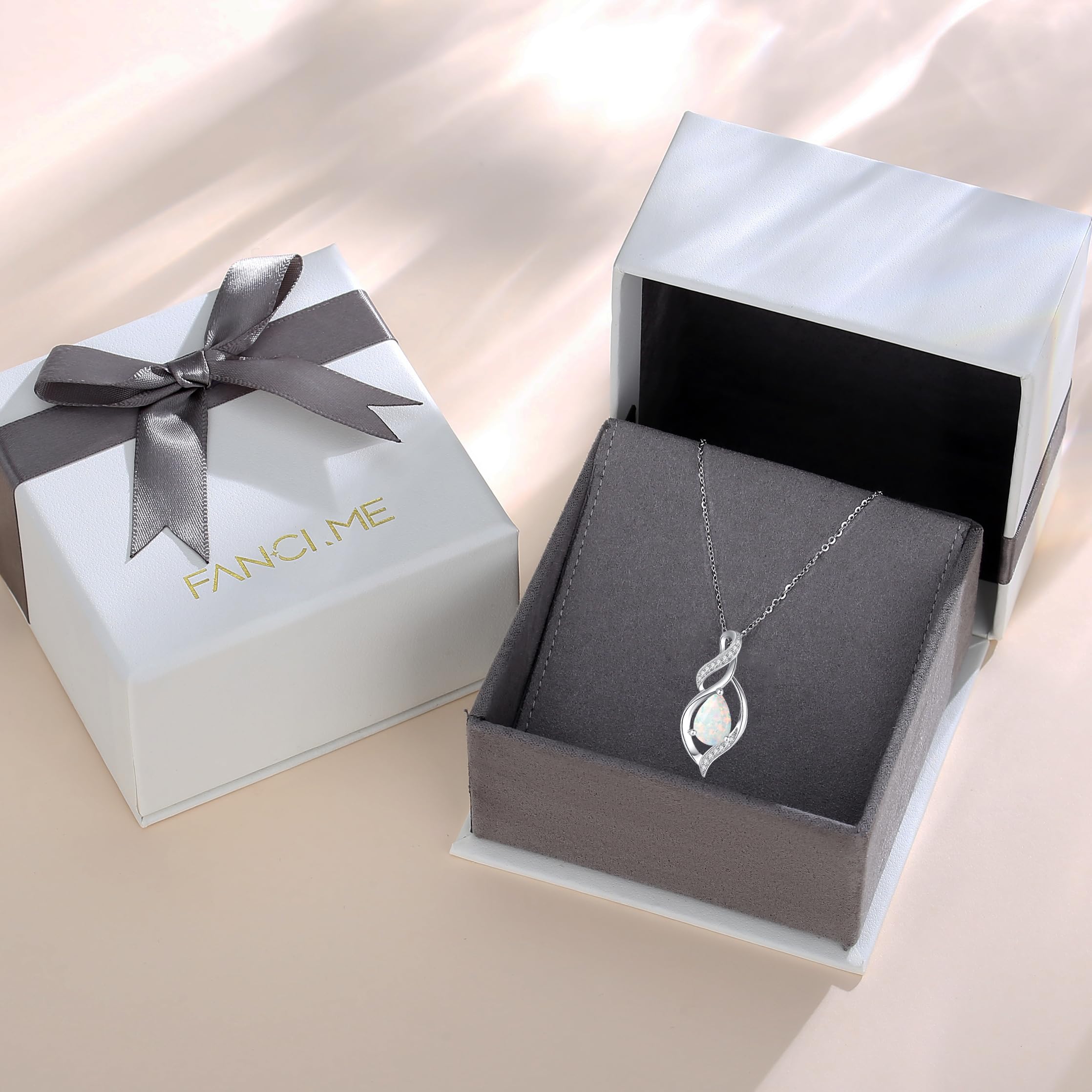 FANCIME Doppel Twist Unendlichkeit Birthstone Kette für Damen 925 Sterling Silber Infinity Tropfen Geburtsstein Anhänger Halskette Schmuck Geschenke für Frauen Mädchen, Kettenlänge: 40+5 cm