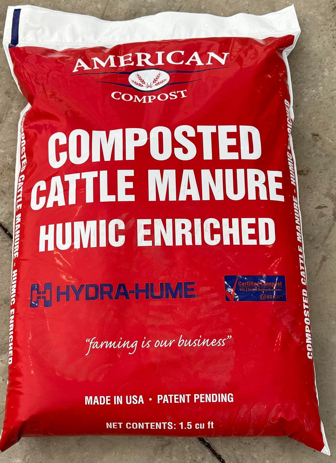 1.5 Cu Ft, Hydra-Hume Enriched Manure - for Soil, Flowers, Potted Plants, Raised Beds, and Compost Tea