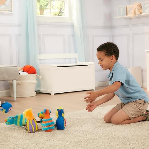 Miniatura 5 de Melissa & Doug Fuzzy Monster - Juego de bolos y bola con bolsa de almacenamiento de malla, juego de 8 piezas de bolos de felpa para interiores, para