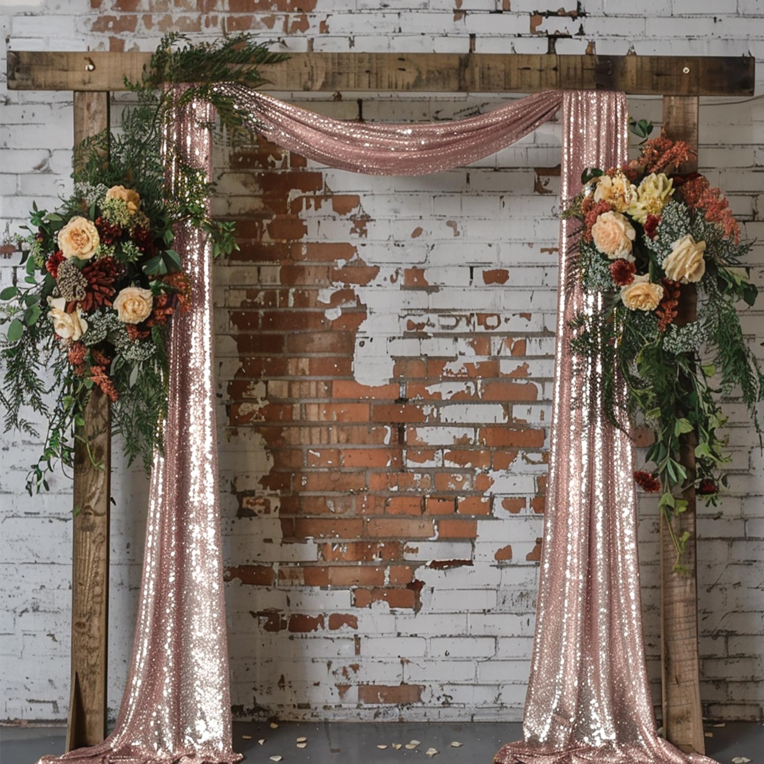 KUKUSOUL 12''x18FT Wedding Arch Draping Rose Gold Wedding Arch Drapes Party Ceremony Reception Swag and Backdrop Decorations 1 Panel KULWMDJ005