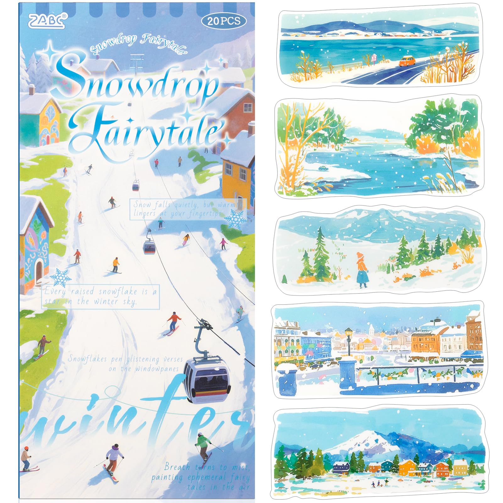 Snow Series Sticker Scrapbooking Supplies for Junk Journal, 10 Sheets PET Stickers and 10 Sheets Washi Stickers โ image 1