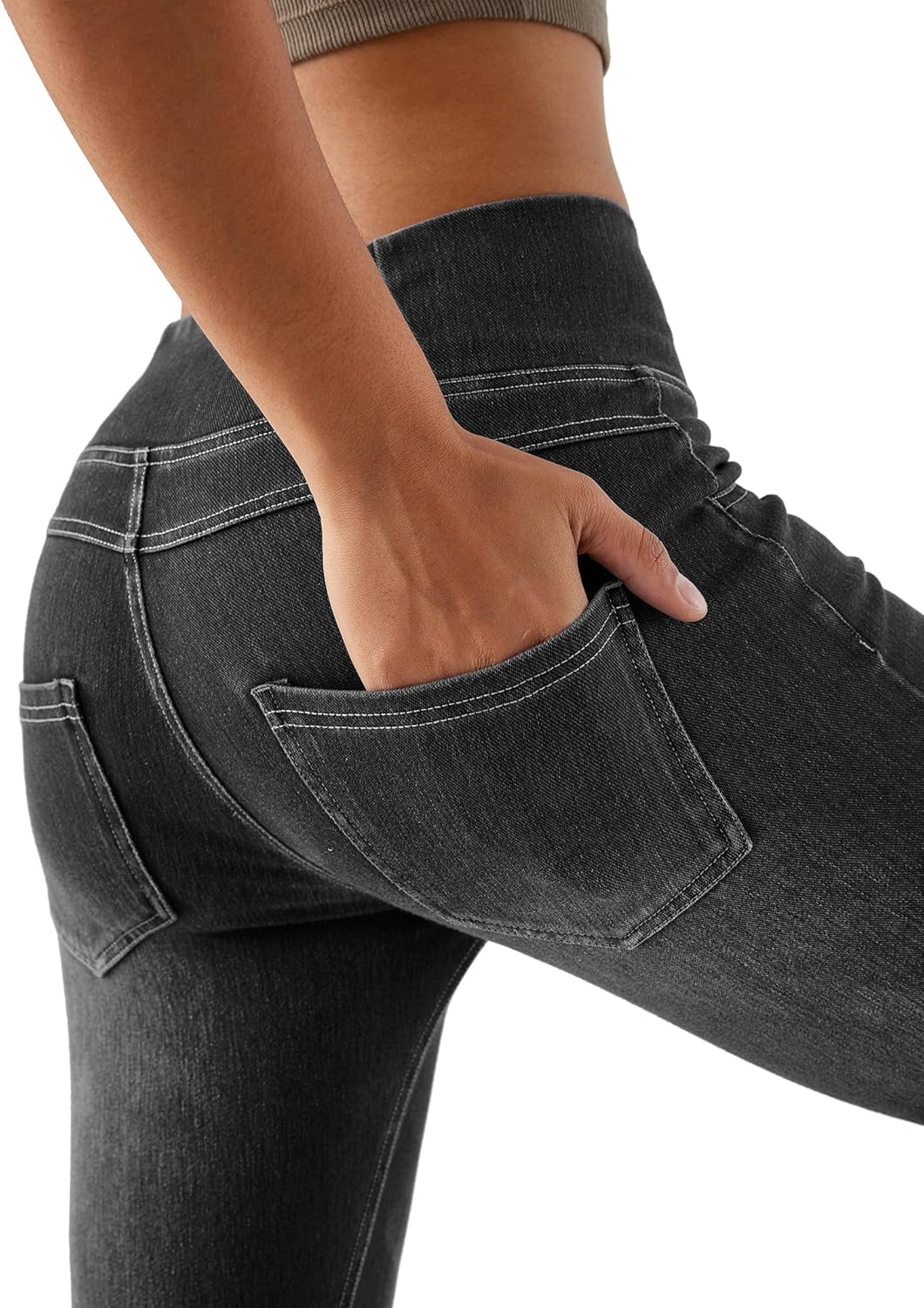 V Crossover Skinny Jeans Women High Waist Pull onTummy Control Casual Fitness Leggings, Highly Elasticity Yoga Pants - Image 4