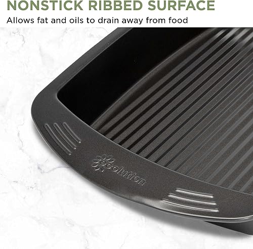 Miniatura 10 de Ecolution Asador antiadherente con estante, acero al carbono con antiadherente premium, apto para horno hasta 450 F, fabricado sin PFOA, apto para