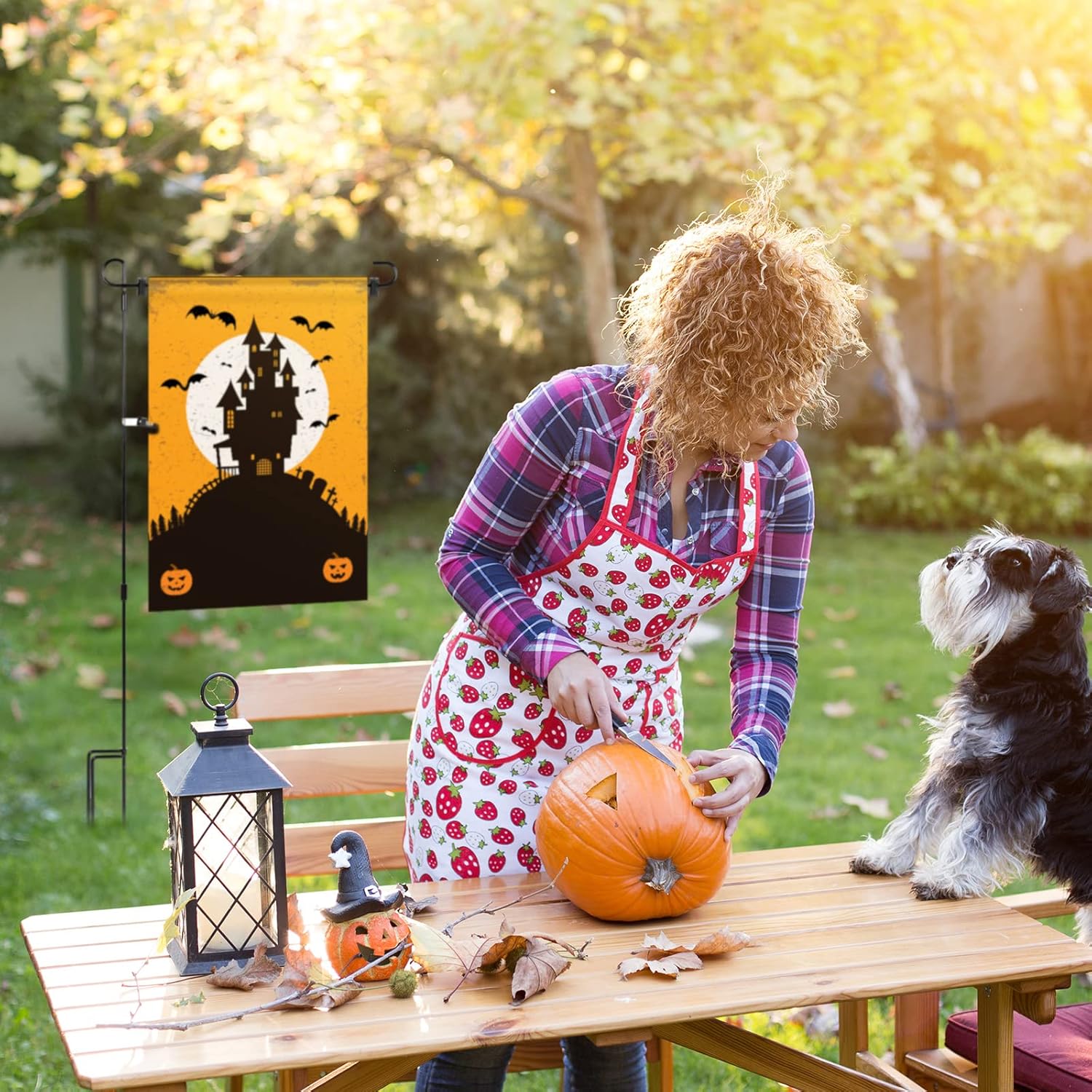 Chumia 10 Pack Garden Flag Holder Stand 15 Inch Garden Flag Pole Holder Powder Coated, Metal Three Prongs with Clip and Spring Stoppers for Outdoor Home Lawn Decoration