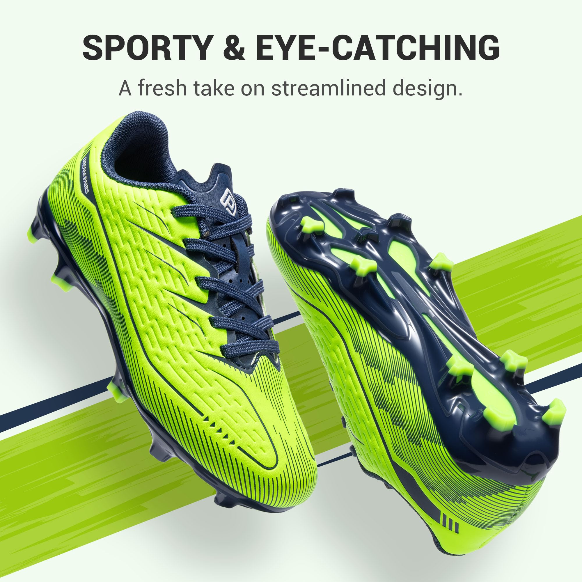 DREAM PAIRS Tacos de fútbol para niños con placa de TPU antitorsión de alta velocidad, zapatos de fútbol atléticos para niños pequeños y grandes