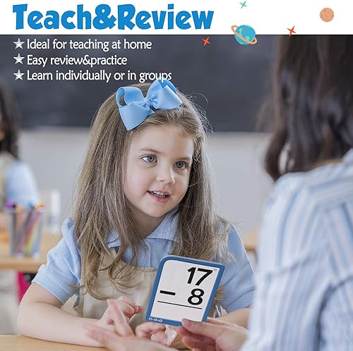 Miniatura 6 de Torlam Tarjetas flash multimatemáticas para niños de 4 a 8 años. Suma, resta, multiplicación y división. Todos los hechos del 0 al 12 con 4 anillos,