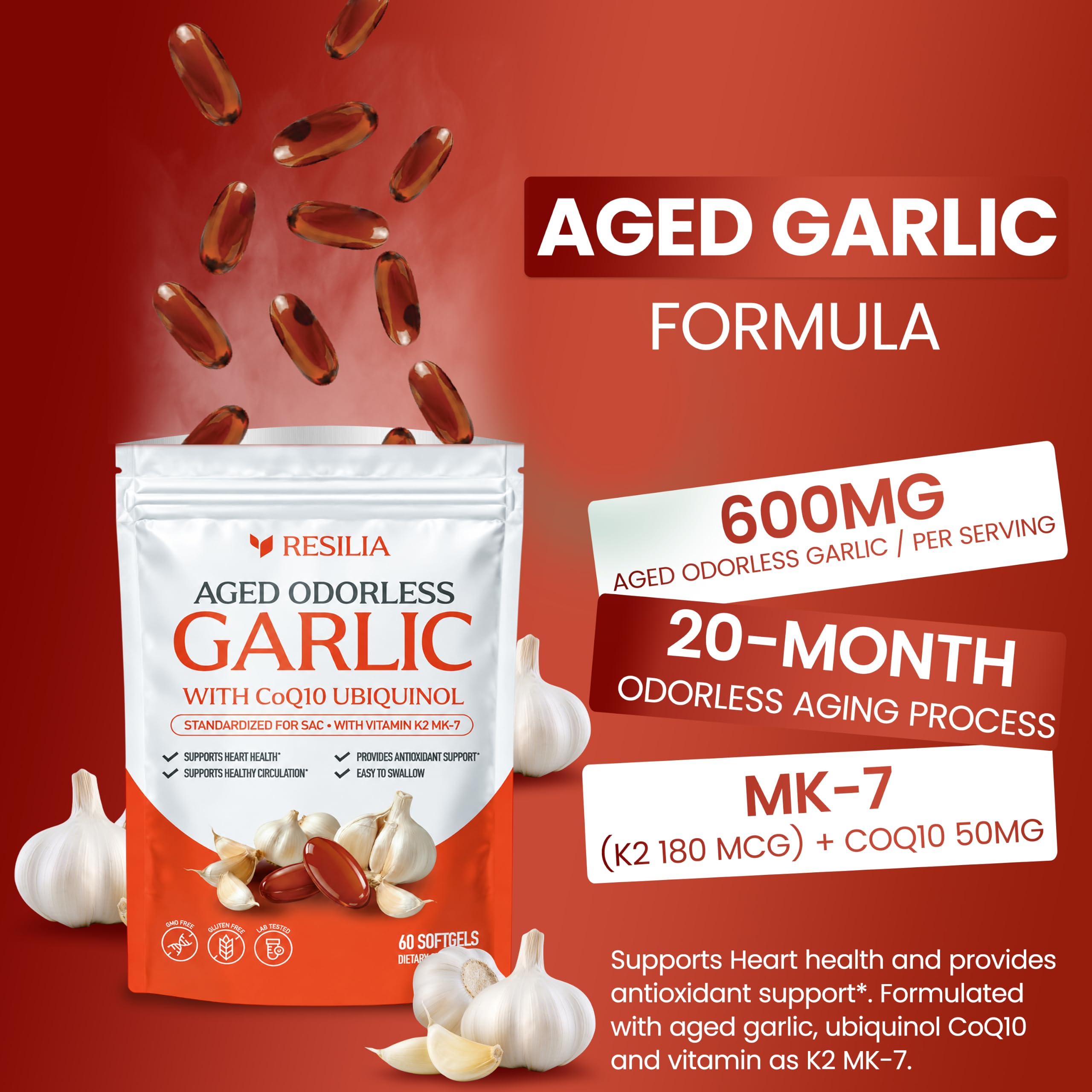 Resilia Odorless Aged Garlic Softgels (60 Count) — Amazon image 3