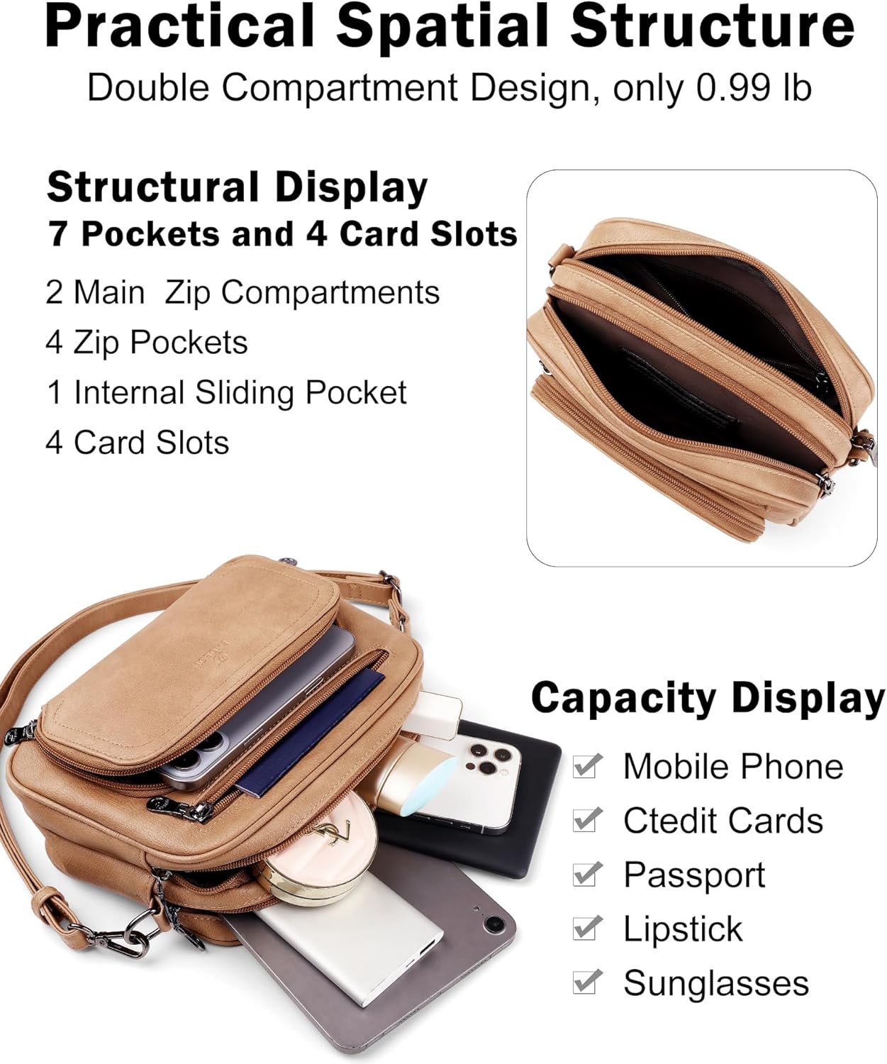 FADEON Leather Wallets for Women and Crossbody Bags for Women