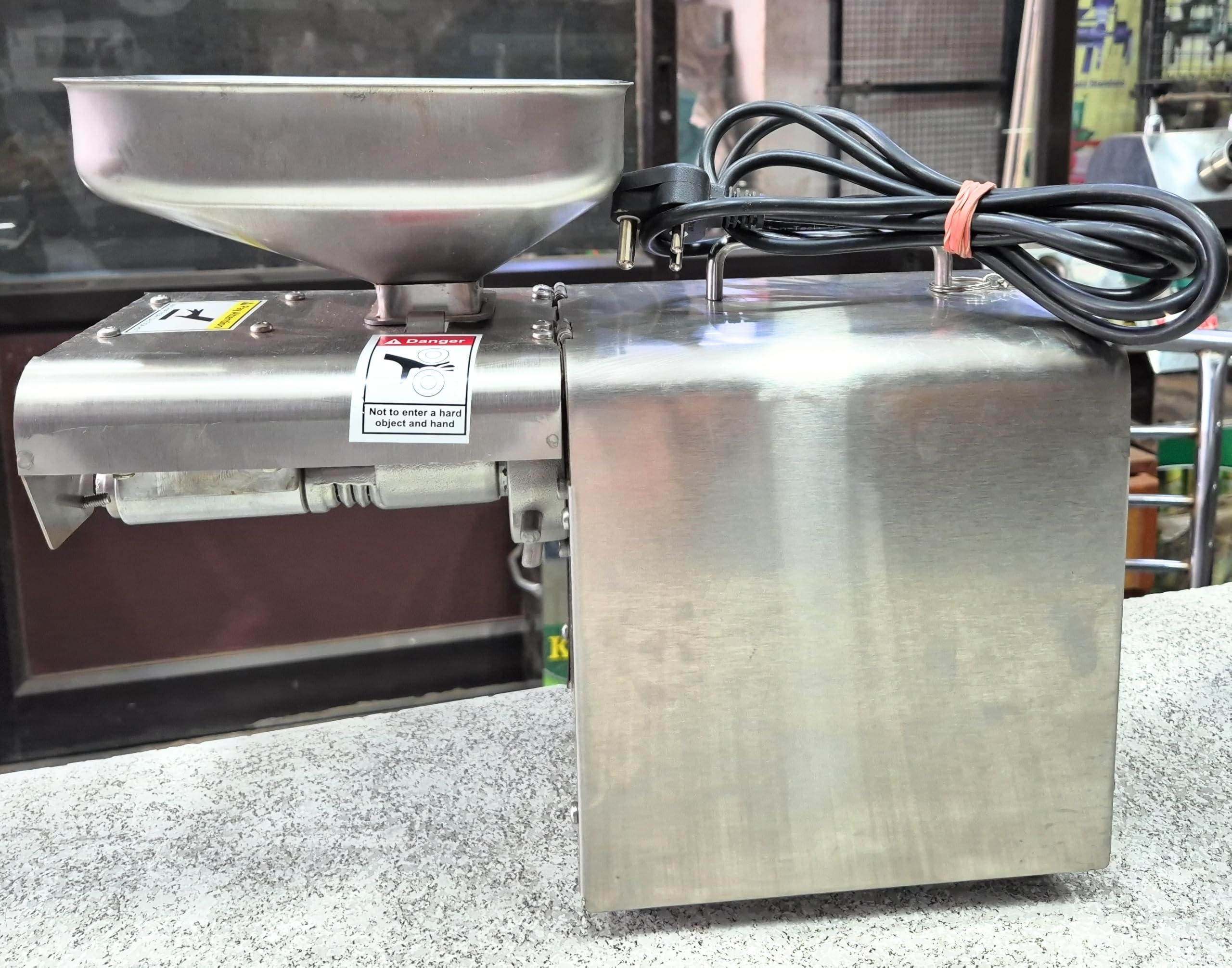 Oil Expeller, Stainless Steel Electric Oil Expeller Machine with Hopper, Seed Oil Extractor-image-46
