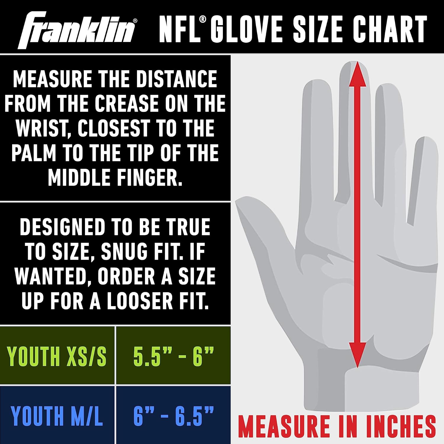 Franklin Sports Youth NFL Football Receiver Gloves - Kids Football Gloves Pair - NFL Team Logos and Silicone Palm - Image 7