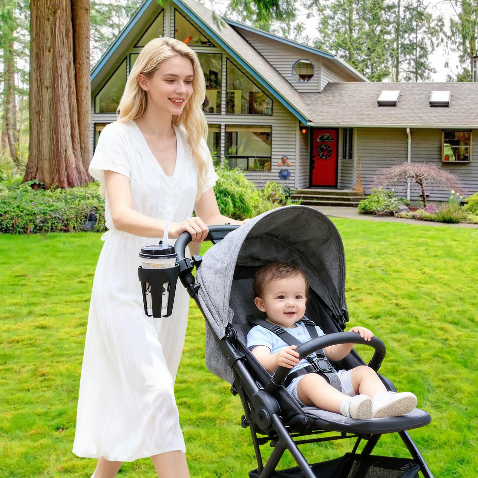 XVZ Portabevande universale per passeggino, girevole a 360° gradi, per biciclette, passeggino, bicicletta, sedia a rotelle, colore nero