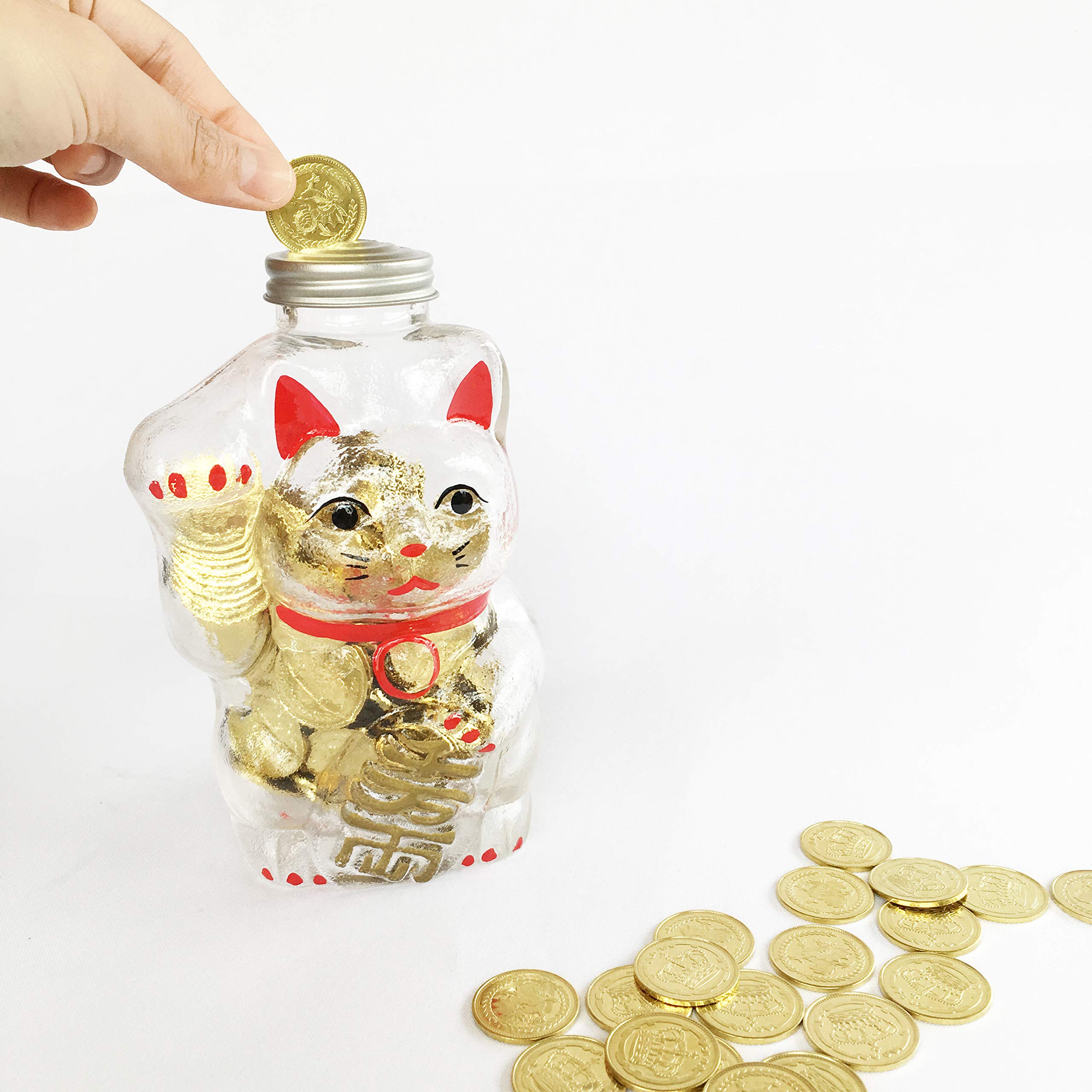 Amazon.co.jp: 廣田硝子(Hirota Glass) 置物 招き猫 10.5cm 貯金箱 SM 