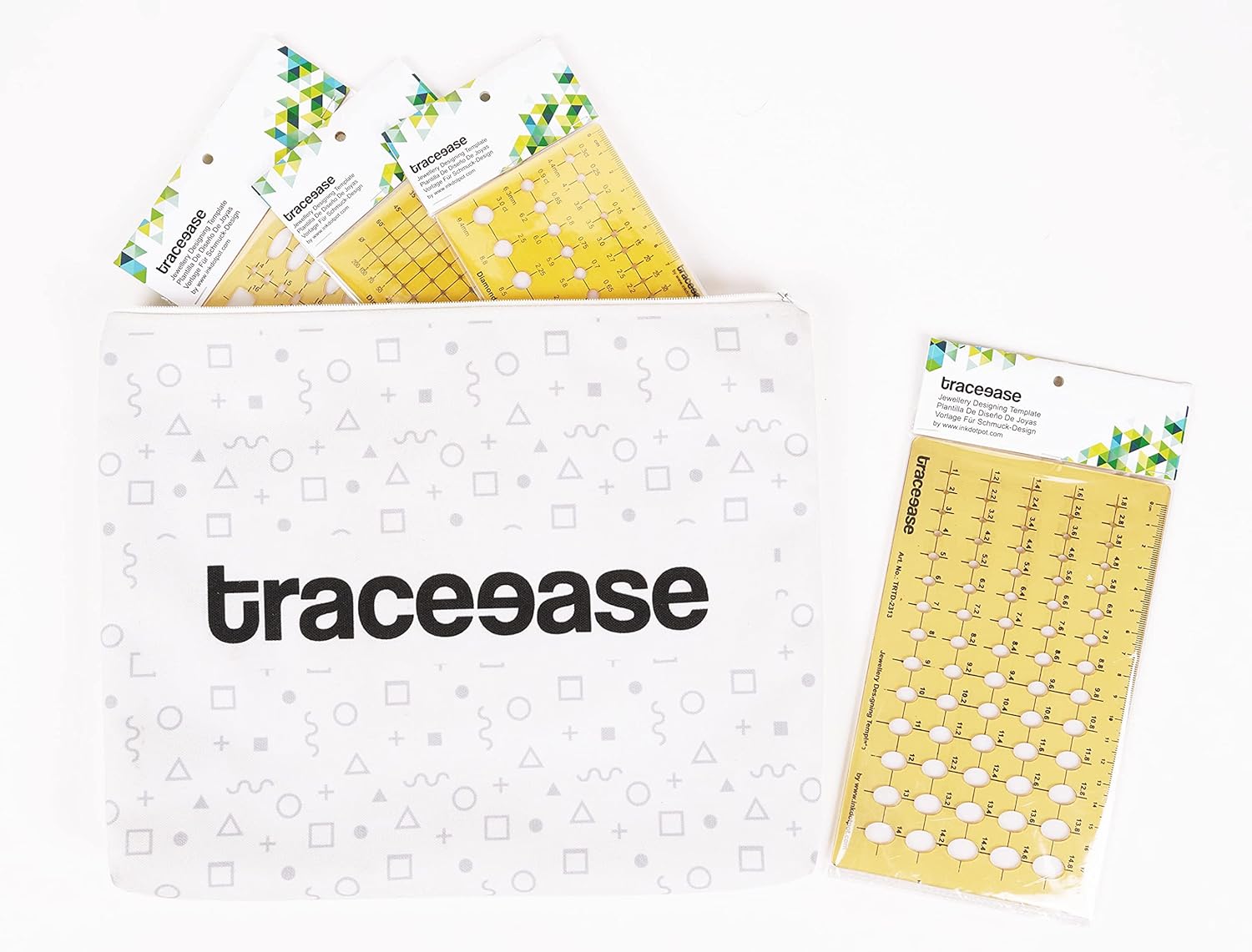 Traceease 8 Pieces Lot Jewelry Designing Template Drafting Tools for Stone Size & Weight Calculator, Mix-Pattern Jewellery Stencil