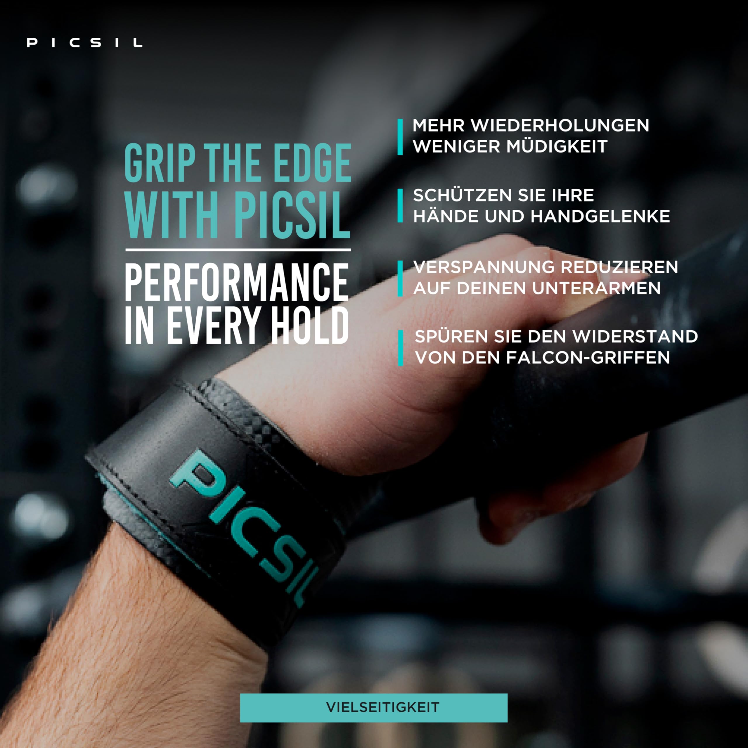 PICSIL Falcon-Griffe, für alle Oberflächen und Stangenarten, Verwendung mit Magnesium, Kohlefasermaterial, für Crosstrainig, WOD, Fitnessstudio und Calisthenics