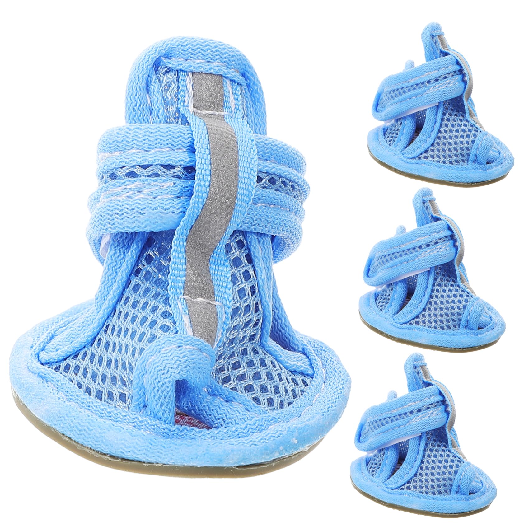 BESTonZON 4pcs Pet Sandals Puppy Shoes for Hot Pavement Neoprene Dog Shoes Dog Boots for Injured Paws Waterproof Dog Sandals for Hot Pavement Mesh Breathable Dog Shoes for Dogs Outdoor Blue
