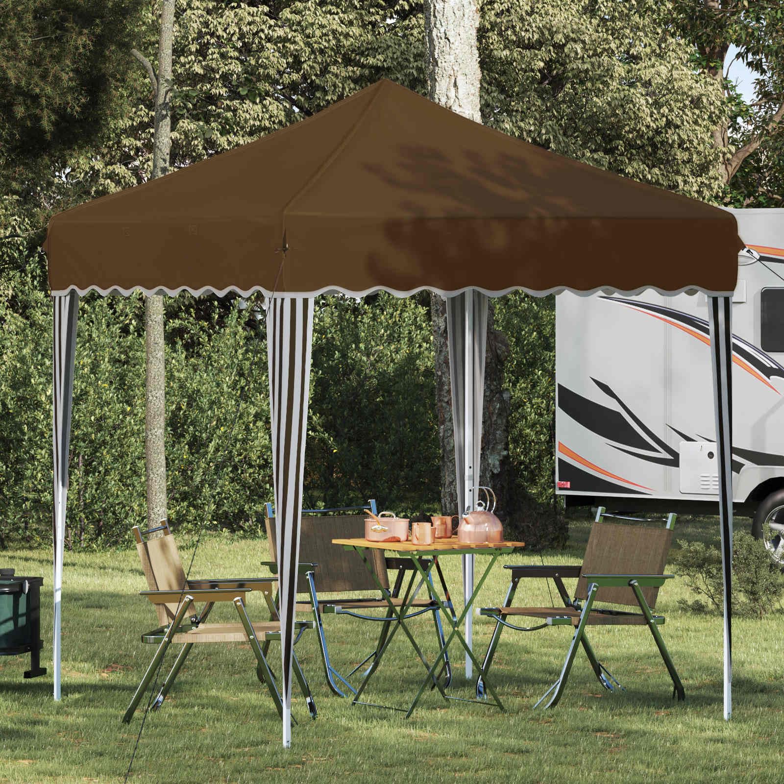 Namiot imprezowy Pop-up, 195 x 195 x 245 cm, kolor taupe, tkanina Oxford, odporny na warunki atmosferyczne, z ochroną przed promieniowaniem UV, na grillowanie, wesele, festiwal, stoisko
