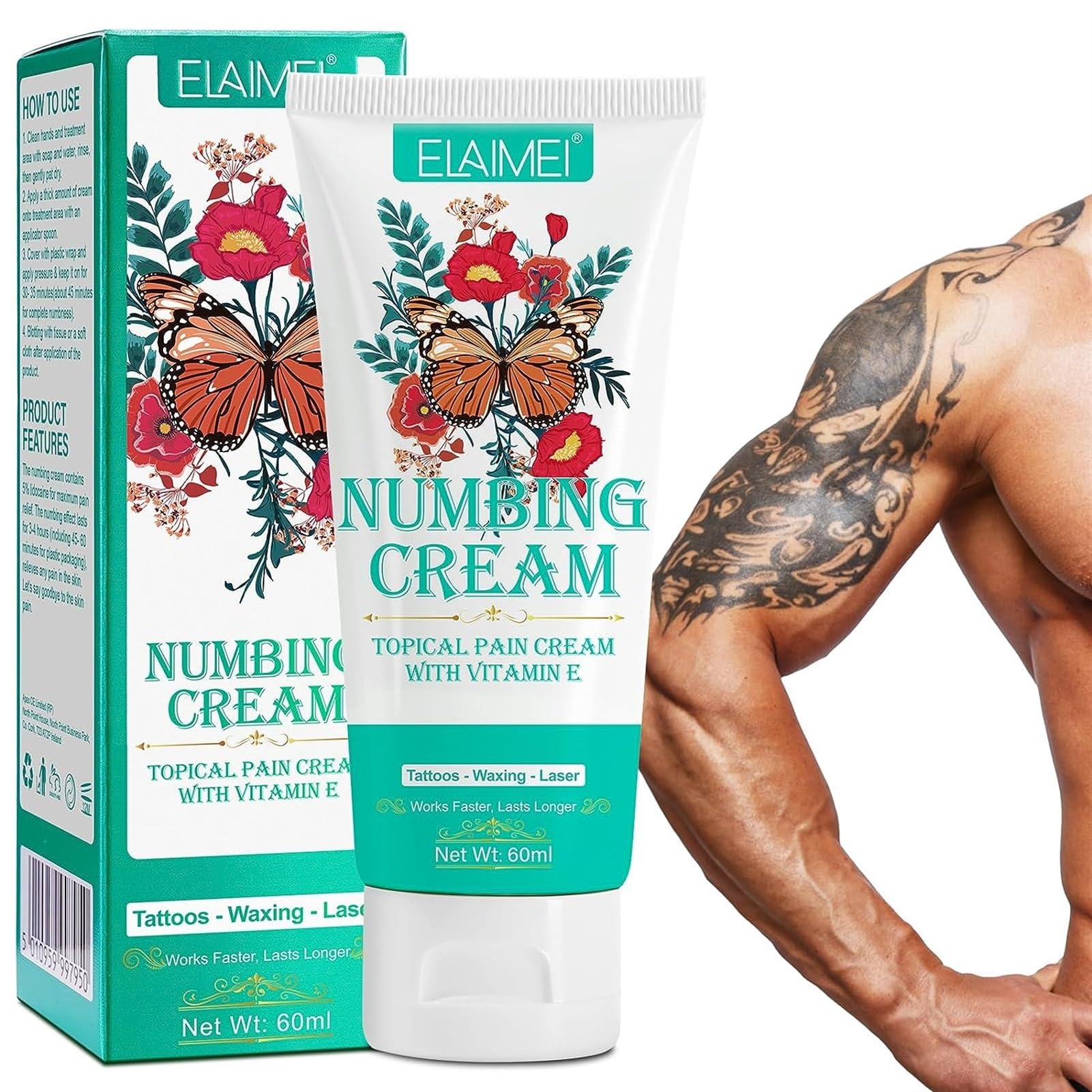 Tattoo Numbing Cream, Painless Numbing Cream Before Tattooing, Natural Multipurpose Numbing Cream for Waxing, Piercing, Microneedling,.Gentle & Safe, for Large Areas Tattoo (Color : 3pcs)