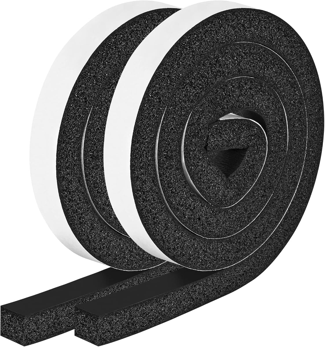 Tiras de espuma con adhesivo, 1 pulgada de ancho x 1 pulgada de grosor, cinta adhesiva de espuma de celda cerrada de alta densidad para aislamiento de puertas y ventanas, total 13 pies de largo (6,5 pies x 2 rollos)