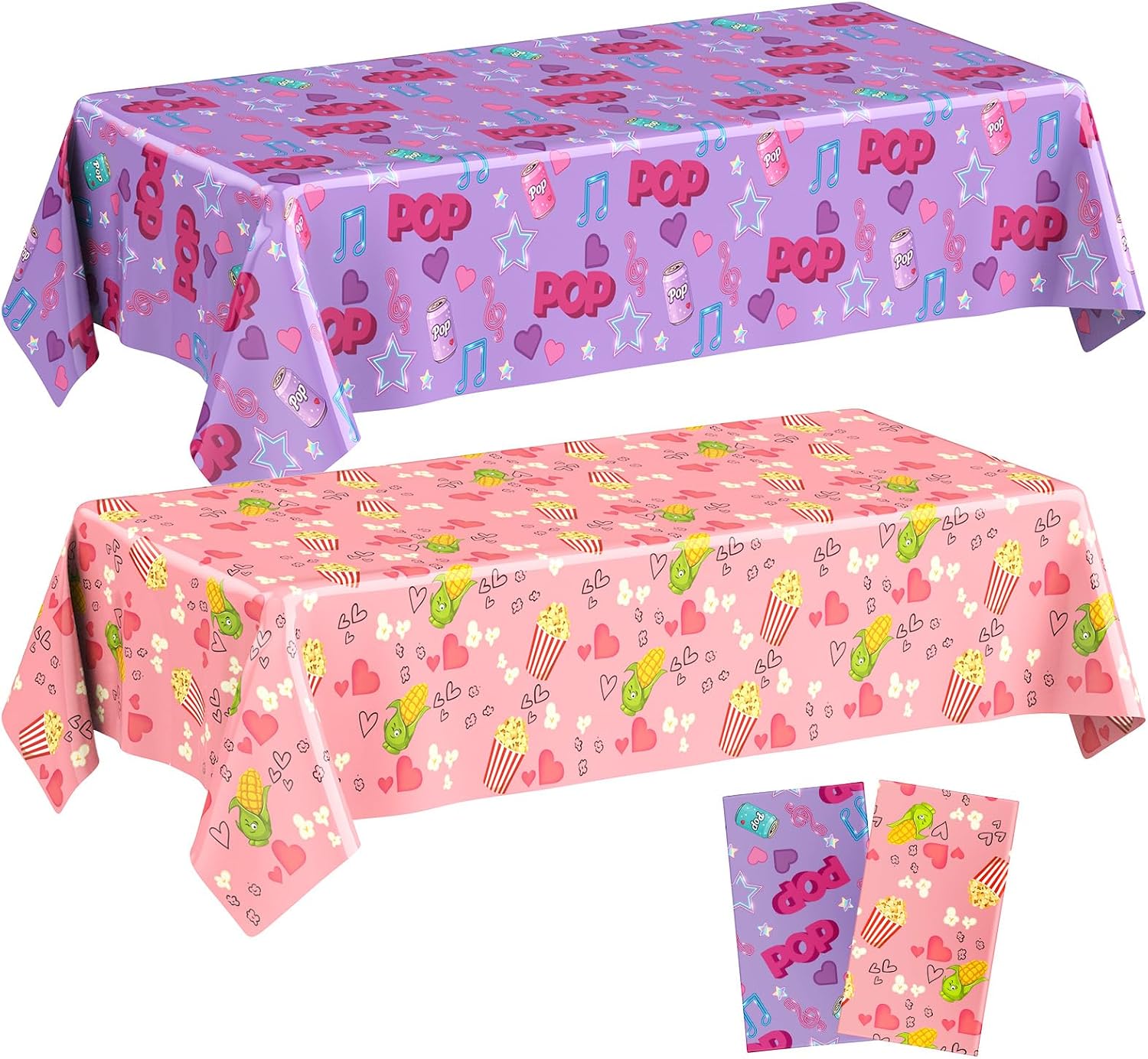 Gilprop 2 Pcs Kpop Music Birthday Party Decorations Plastic Cute Birthday Tablecloth 108 x 54 Inches Disposable Rectangle Tablecover for Boys Girls Kids Baby Shower Party Supplies