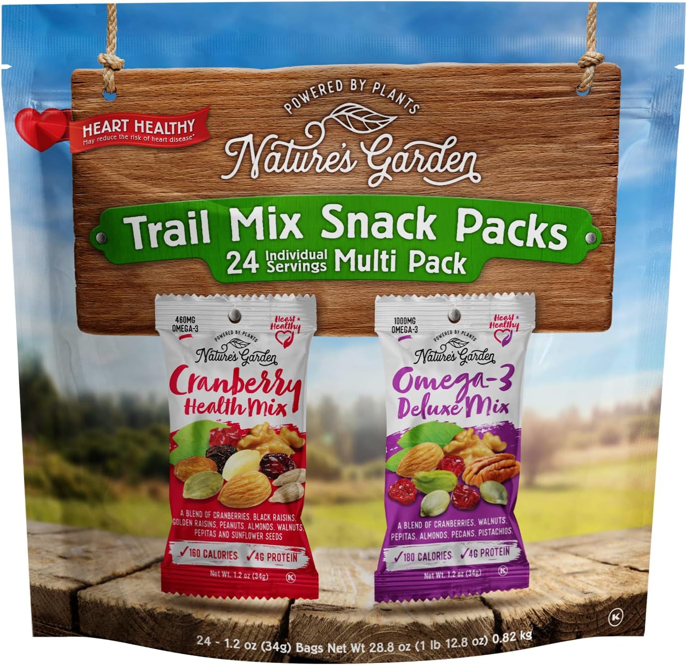 Nature's Garden Trail Mix Snack Pack 24 x 1.2 oz Peso neto (28.8 oz), Alimentos