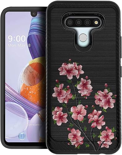 Miniatura 7 de CasesOnDeck Funda ajustable compatible con LG K51 / LG Reflect/LG Q51 [Armadura cepillada] Funda negra de doble capa con diseño (Horse Tribal)