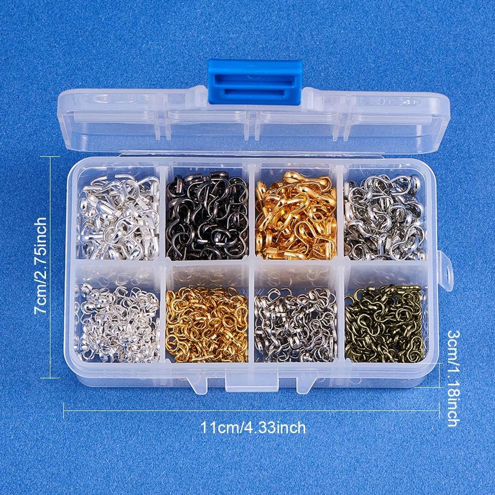 PH PandaHall 640pcs 2 Size 4 Color Quick Links Connectors 8 Shape Iron Charm Knot Chain Clasp for DIY Bracelet Necklace Jewelry Making, Nickel Free