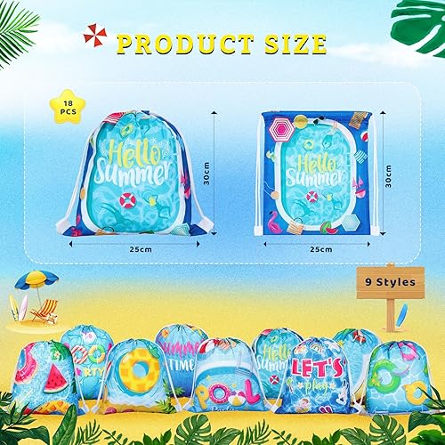 Miniatura 2 de Panelee Bolsas con cordón para fiestas en la piscina, decoraciones de playa para niñas y niños, suministros de fiesta en la piscina (27 piezas)