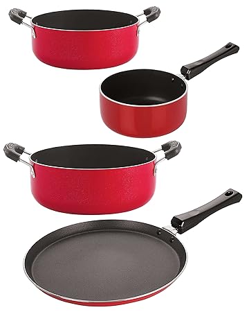 Nirlon nonstick Aluminium Utensils Set of 4 Pieces for Kitchen (FT12_SP(B)_CS22_CS24)