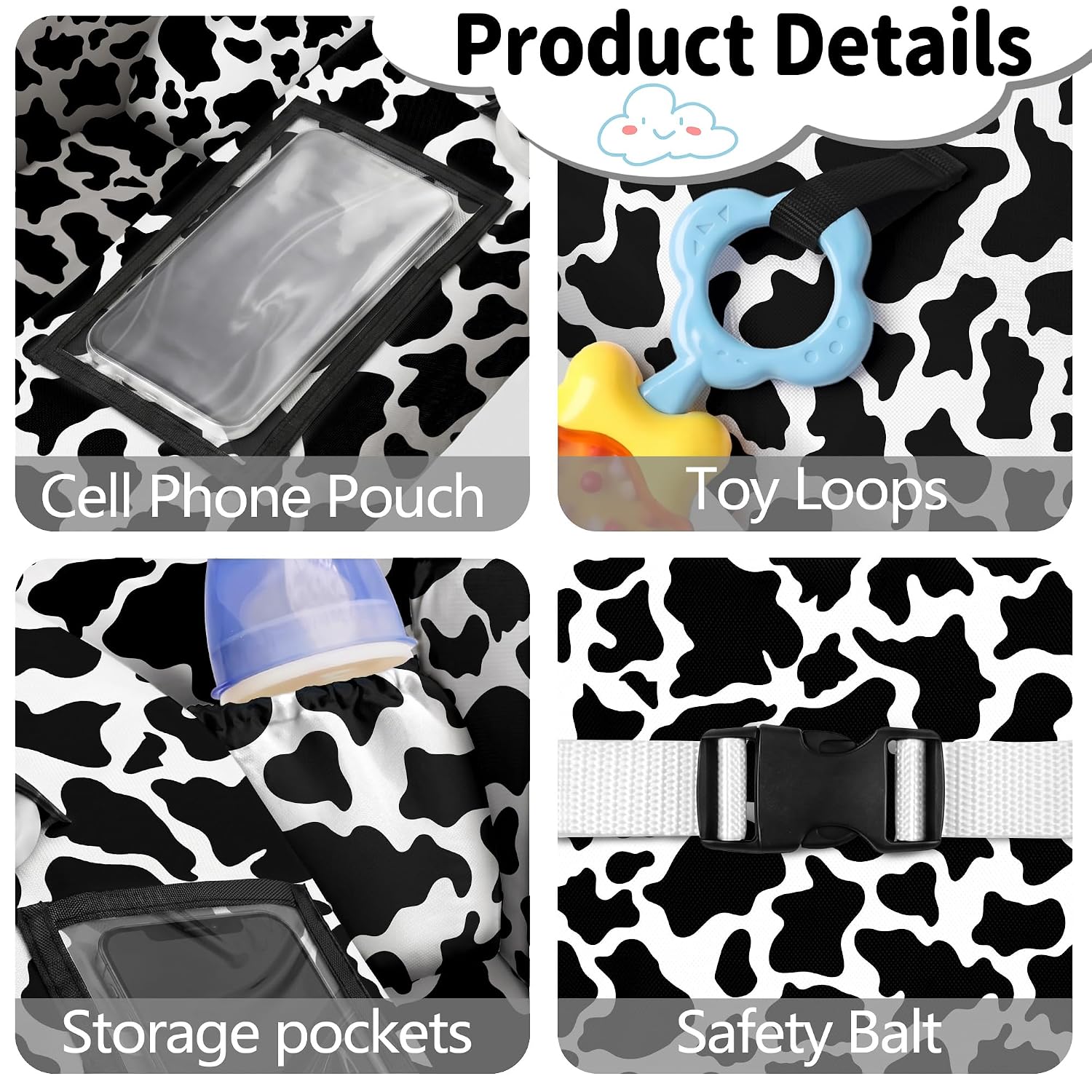 Leopard Print Shopping Cart Cover for Baby Portable High Chair Covers Easy Install Washable Cart Seat Protector with Storage Pocket