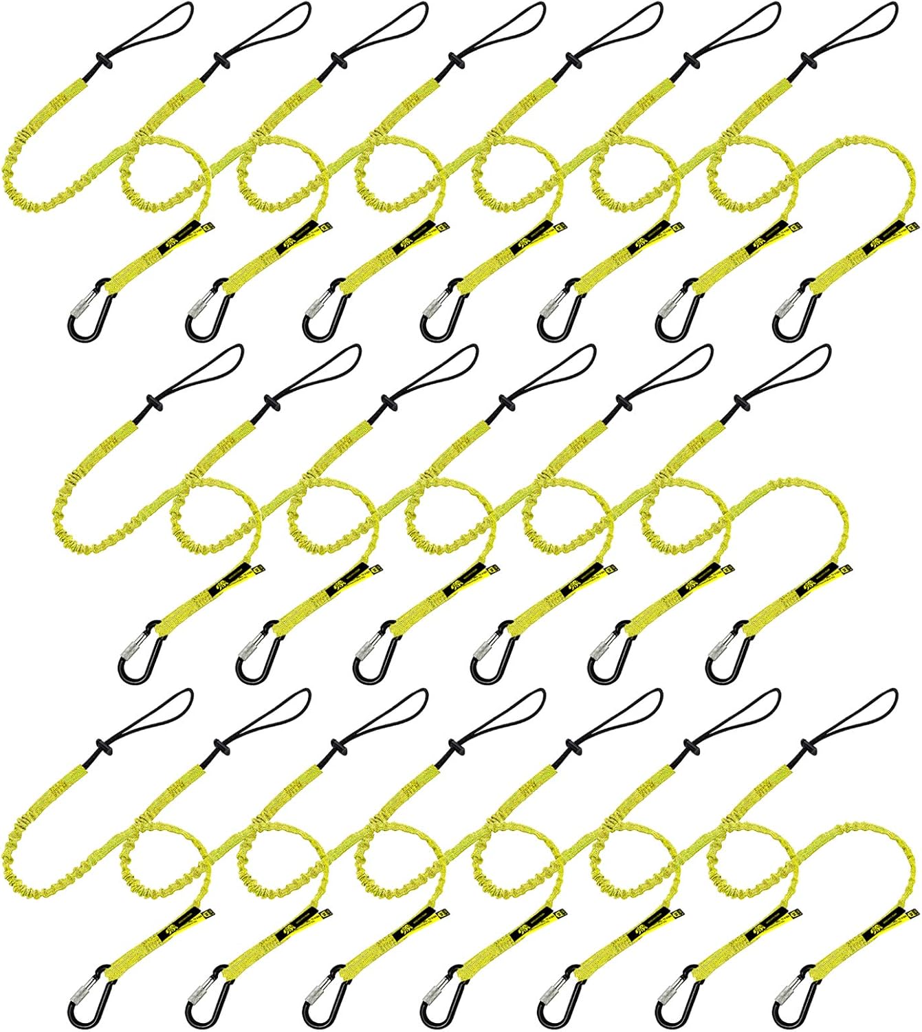 BearTOOLS Tool Lanyard with Buckle Strap – Clip Bungee Cord – Heavy Duty Screw Locking Connector – Fall Protection and Safety – Adjustable Loop End – Tough Tether – Construction - 09220YS (20 Pack)