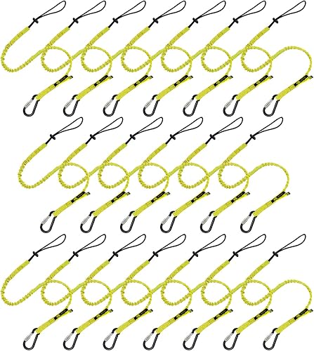 BearTOOLS Tool Lanyard with Buckle Strap – Clip Bungee Cord – Heavy Duty Screw Locking Connector – Fall Protection and Safety – Adjustable Loop End – Tough Tether – Construction - 09220YS (20 Pack)