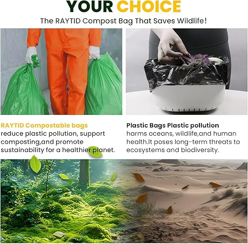 Miniatura 38 de Bolsas de abono de 1.3 galones, 100 unidades, pequeñas bolsas de basura compostables para encimera de cocina, contenedor de compost de 0.75, 1,1.2