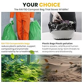 55-60 Gallon Compostable Trash Bags Liners, Heavy Duty Extra Thick 1.57 Mil, 208.2 Liter, 15 Bags, Lawn, Yard, and Restaurant Use, ASTM D6400, US BPI, OK Compost Home Certified