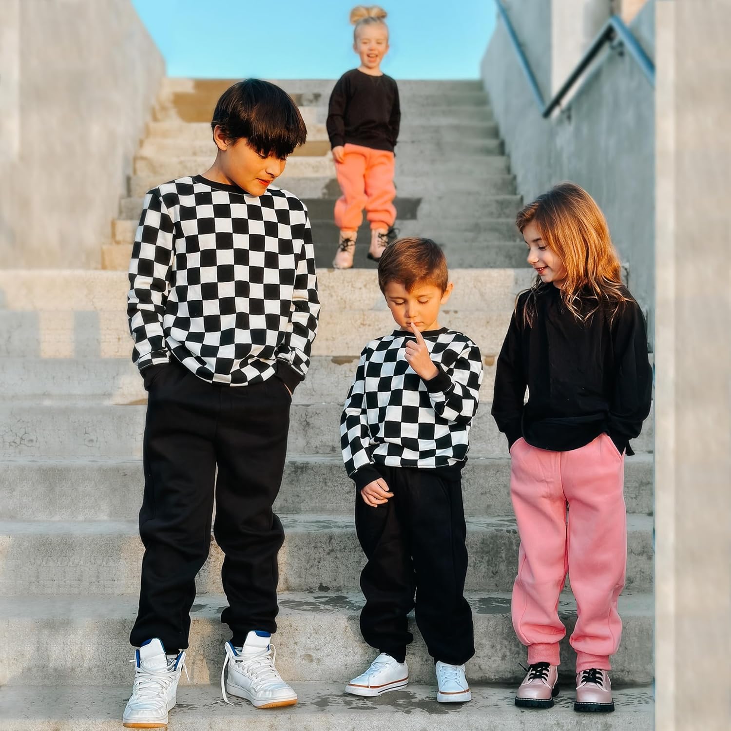 BIG ELEPHANT Boys Girls Fleece Lined Sweatpants, Winter Warm Soft Cotton Elastic Waist Kids Jogger Pants with Pockets - Image 3