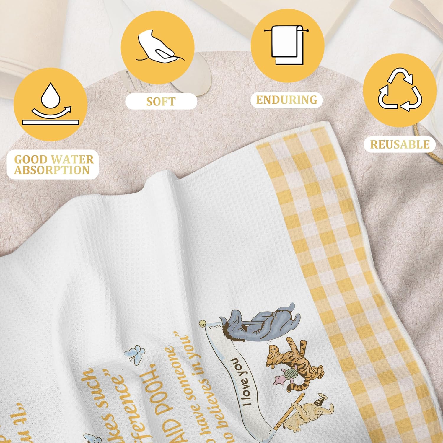 Kihraw Winnie Kitchen Towels Set of 2, The Pooh Decor Gift for Kitchen Home
