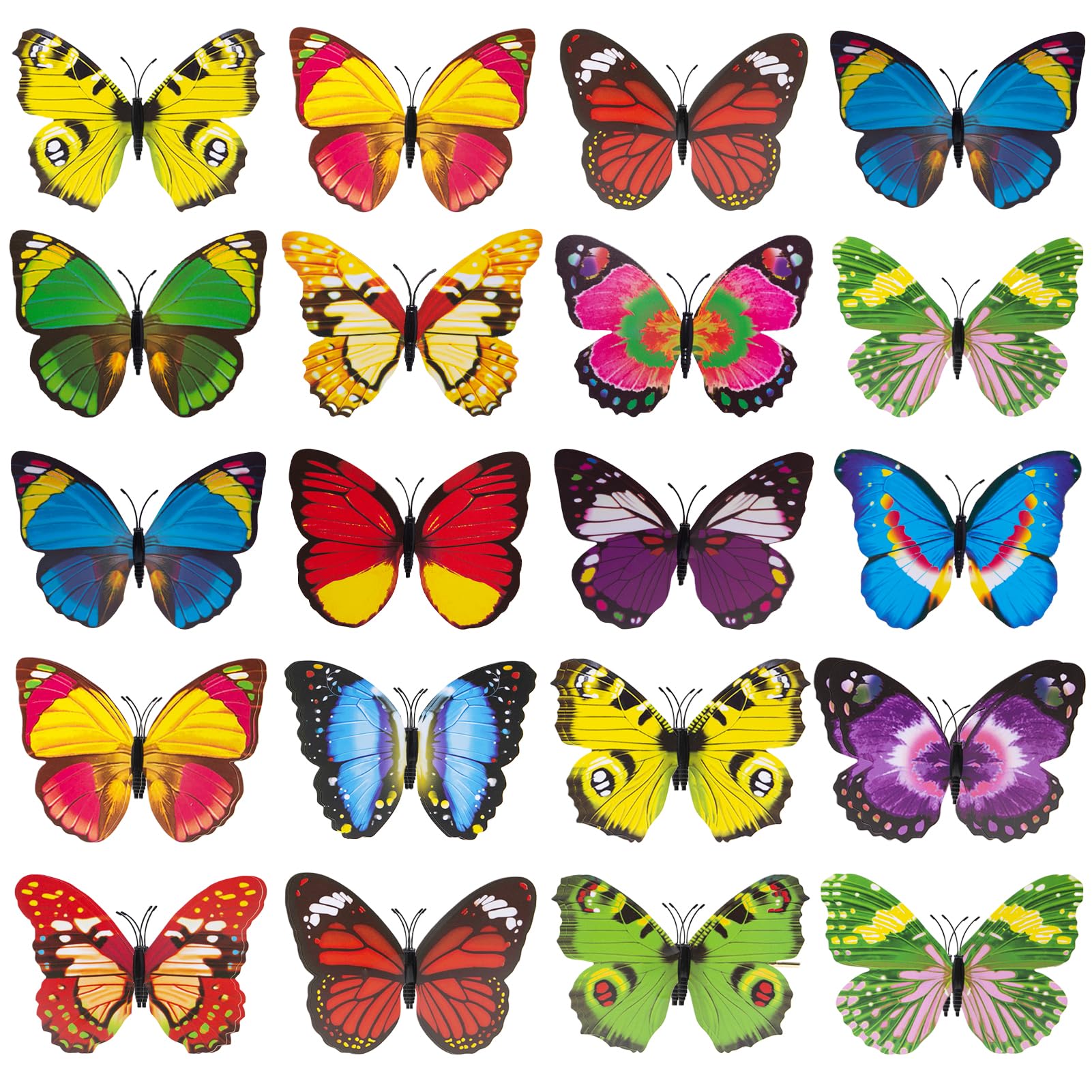 40 Piezas 3D Mariposas Decorativas con Clip 12CM Decoración de Mariposa con Clip de Color PVC Adornos de Mariposas Artificial Extraíble Mariposas Decorativas Grandes para Paredes,Fiestas