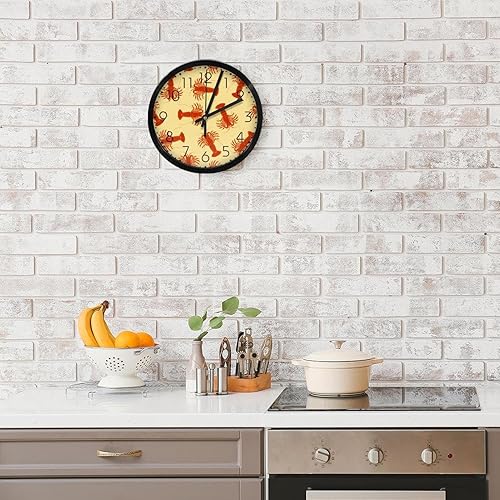 Miniatura 7 de Reloj de pared, diseño de langosta de 9.8 pulgadas, silencioso, sin tictac, fácil de leer, moderno, decorativo, para el hogar, oficina, escuela