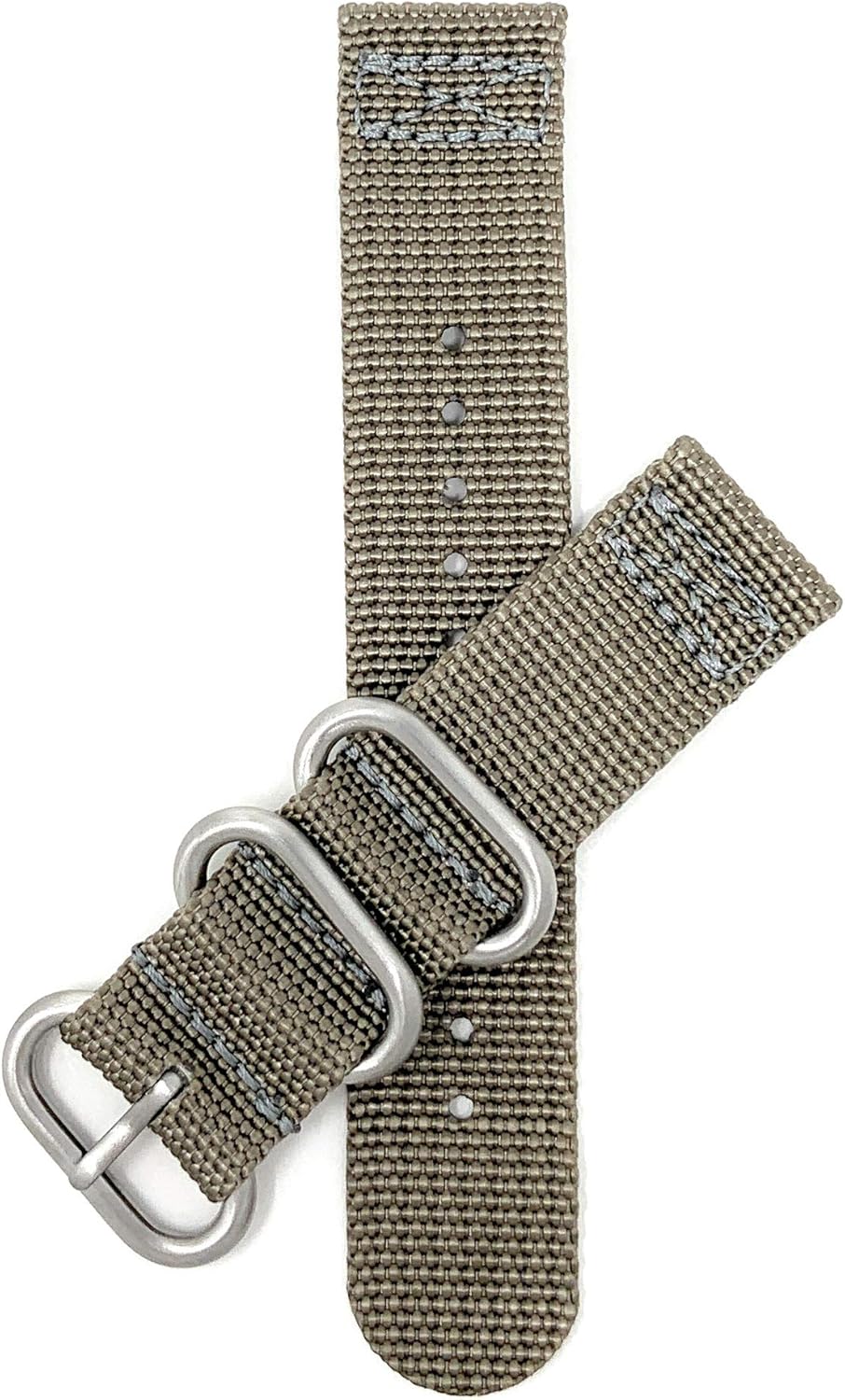 Bandini Nylon Watch Band - 2 Piece Watch Strap - 3 Stainless Steel Loops and Buckle - Perfect For Regular or Smart Watches - 20mm, 22mm, 24mm - Black, Blue, Burgundy, Army Green, Beige