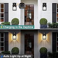 Vista 4 de Solar Porch Lights Outdoor, Solar Sconce Lights Outdoor with Motion Sensor, Waterproof Wall Light with Clear Panel for Garage, Porch, Yard, Front