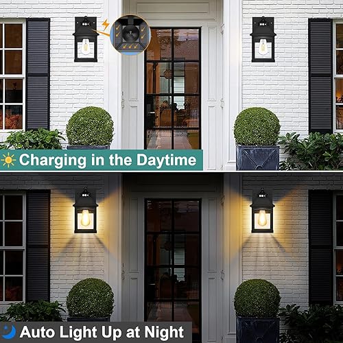 Miniatura 4 de Luces solares para porche al aire libre, apliques solares para exteriores con sensor de movimiento, luz de pared impermeable con panel transparente