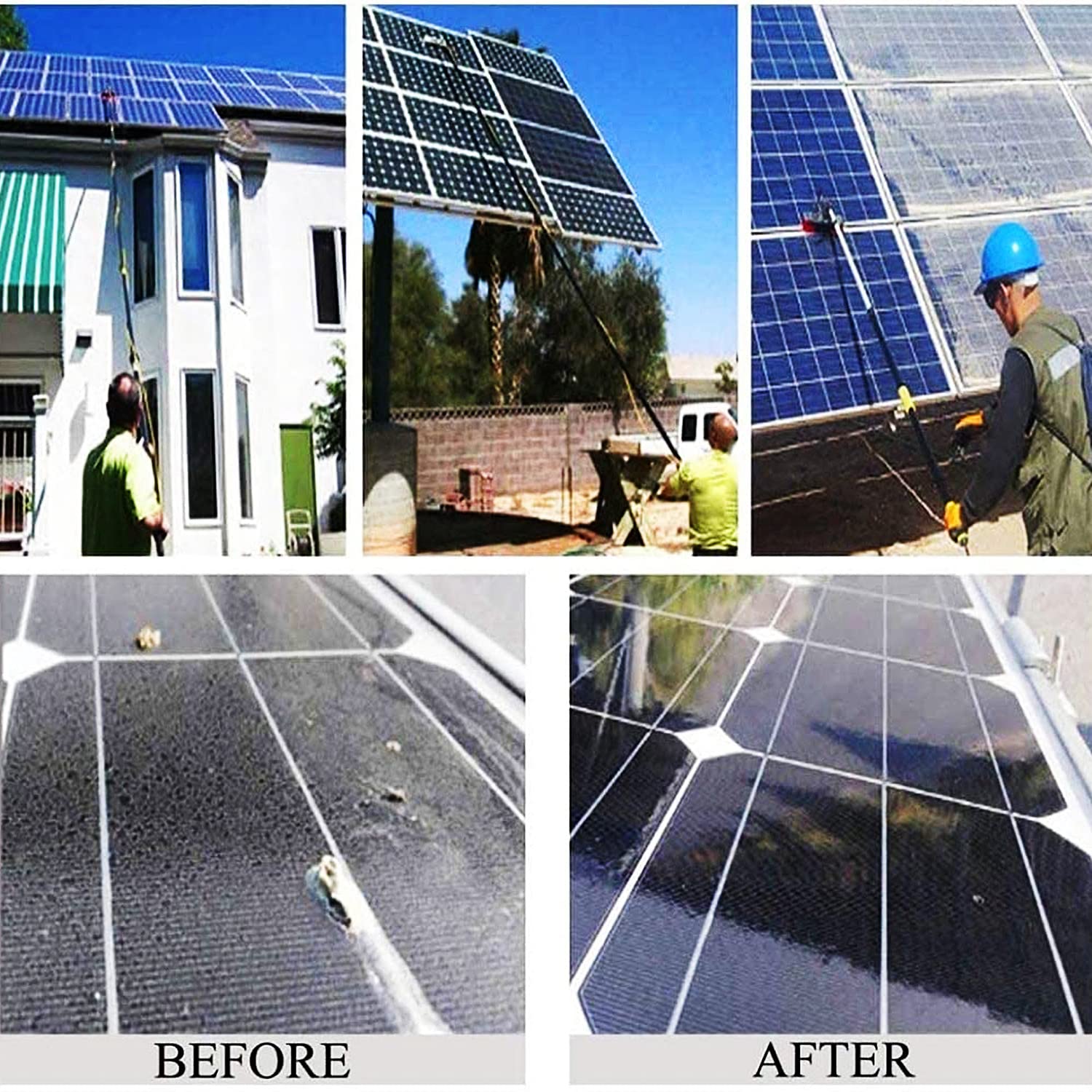 Kit de Cepillo Giratorio Extensible de 3,6 m (11,8 pies) para Limpieza Solar. Limpiador portátil de Ventanas y Piscinas para un Uso eficiente en Interiores y Exteriores panele