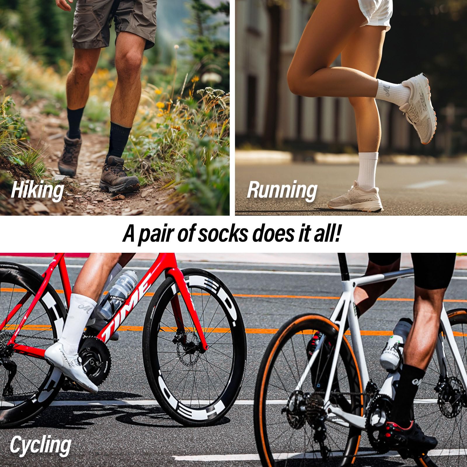 Bike PRO - Calcetines de compresión para ciclismo, 1/2/3 pares, calcetines deportivos para senderismo y correr