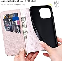 Vista 7 de VISOUL Pebbled - Funda de piel auténtica para iPhone 15 Pro Max con tarjetero y función atril magnético para iPhone 15 Pro Max (6.7 pulgadas)