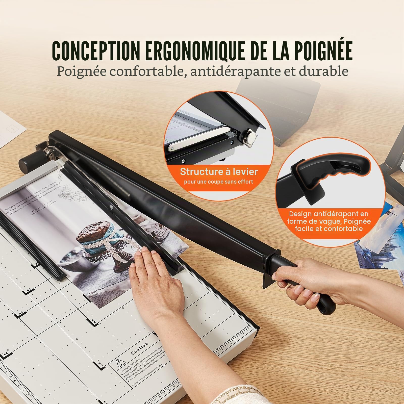 VEVOR Guillotine Papier A3 Coupe 15 Feuilles 45,7 cm avec Dispositif de Sécurité