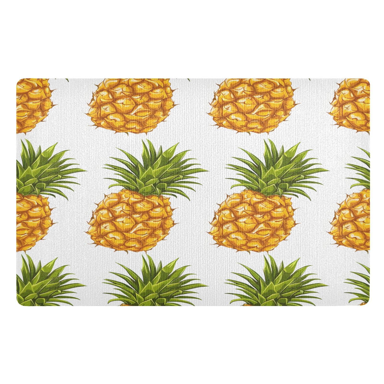 Paillasson d'intérieur avec ananas blanc antidérapant 50x80
