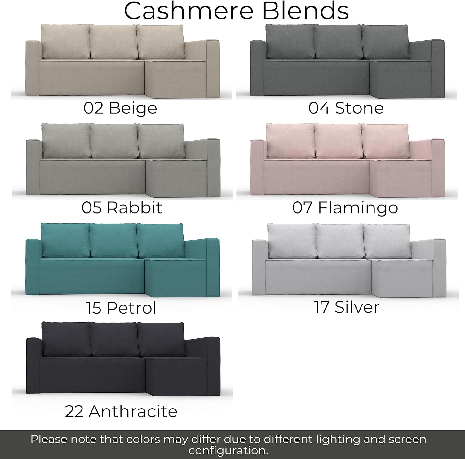 comfortly | Cover for Manstad Corner Sofa Bed Right, Replacement Slipcover, Heavy Duty 5 pcs Cover, Pets and Stain Proof, Easy to Clean & Replace (Cashmere Blends - Anthracite)