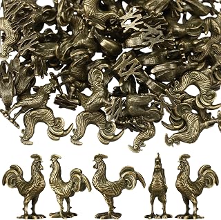 Civaner 50 Pcs Mini Rooster Figurines, Mini Brass Figurines