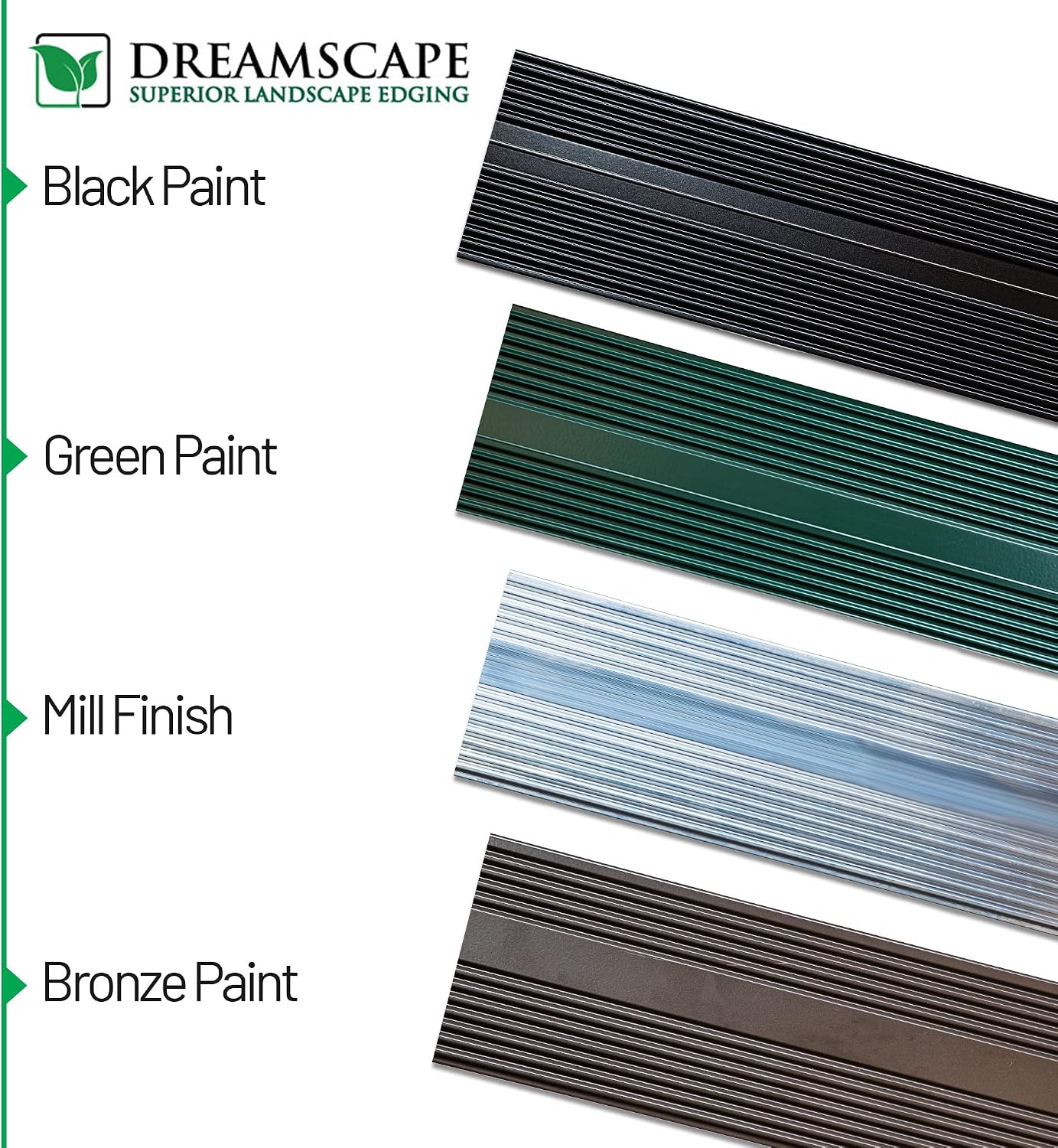 Dreamscape PermLine Aluminum Landscape Edging - 15 Strips, 8ft Each (120 Ft Total), Green Duraflex Professional Quality Landscaping Border, Aluminum Divider for Lawn, Garden, Flowerbed